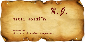 Mitli Jolán névjegykártya
